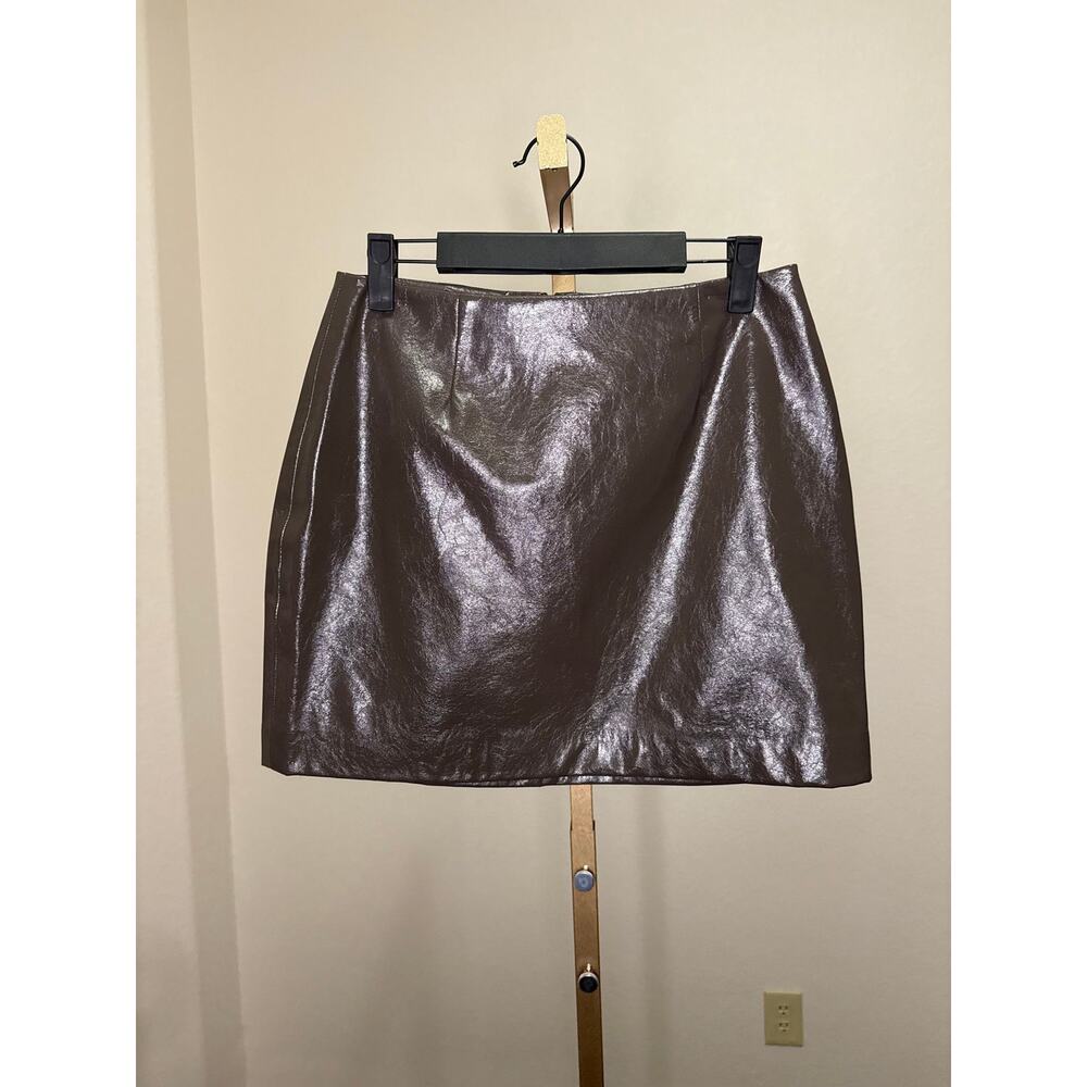 Open Edit Faux Leather Mini Skirt